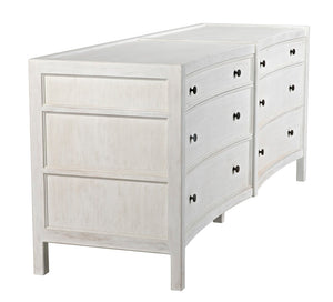 Noir Hampton 6 Drawer Dresser - Timeless Hand-Carved Mahogany Elegance for Stylish Bedroom Storage White Wash GDRE241WH-2