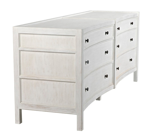Noir Hampton 6 Drawer Dresser - Timeless Hand-Carved Mahogany Elegance for Stylish Bedroom Storage White Wash GDRE241WH-2
