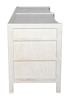 Noir Hampton 6 Drawer Dresser - Timeless Hand-Carved Mahogany Elegance for Stylish Bedroom Storage White Wash GDRE241WH-2