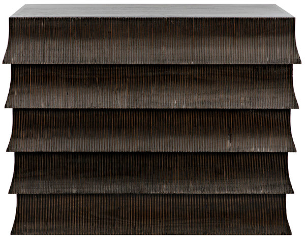 Noir Ava Dresser - Handcrafted Mahogany with Vintage Flapper Carvings & Elegant Storage Solution GDRE243HB
