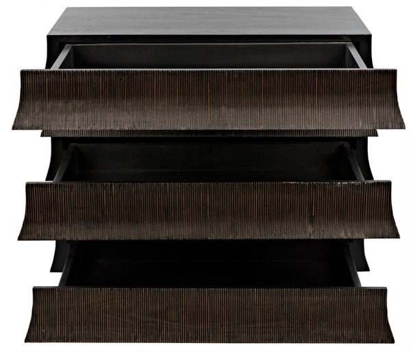 Noir Ava Dresser - Handcrafted Mahogany with Vintage Flapper Carvings & Elegant Storage Solution GDRE243HB