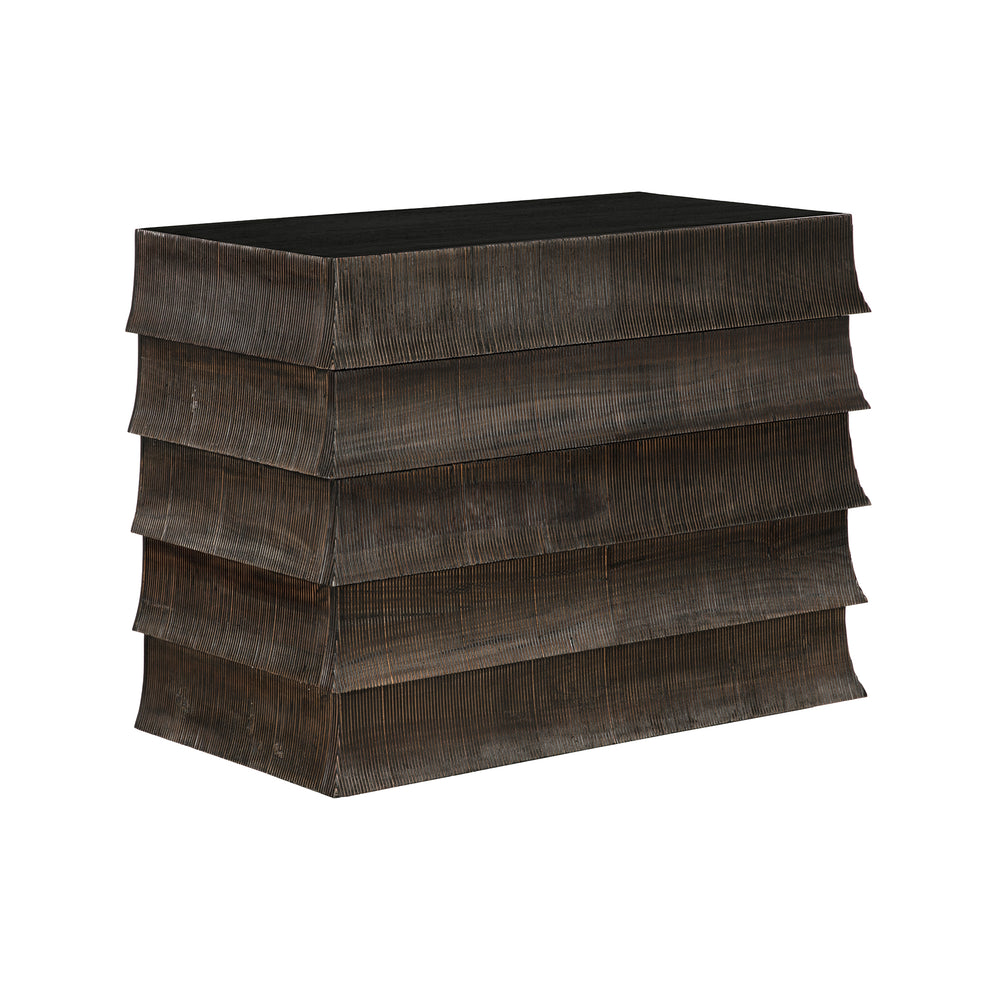 Noir Ava Mahogany Veneer Dresser with Ribbed Drawer Fronts for Modern Bedroom Storage GDRE243