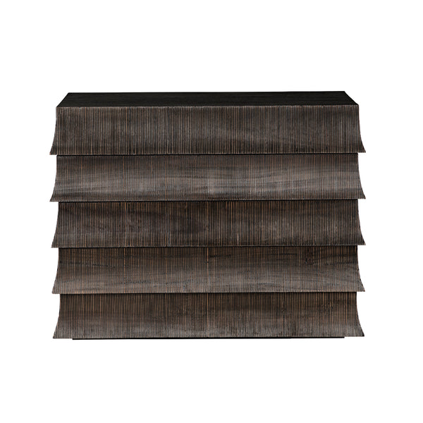 Ava Mahogany Veneer Dresser with Ribbed Drawer Fronts for Modern Bedroom Storage