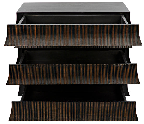 Ava Mahogany Veneer Dresser with Ribbed Drawer Fronts for Modern Bedroom Storage