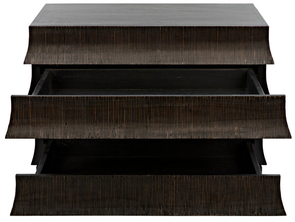 Ava Mahogany Veneer Dresser with Ribbed Drawer Fronts for Modern Bedroom Storage
