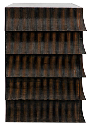 Ava Mahogany Veneer Dresser with Ribbed Drawer Fronts for Modern Bedroom Storage