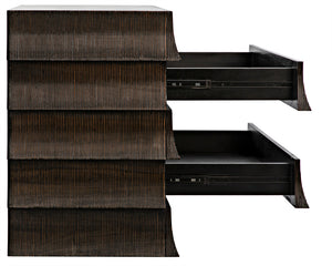 Ava Mahogany Veneer Dresser with Ribbed Drawer Fronts for Modern Bedroom Storage