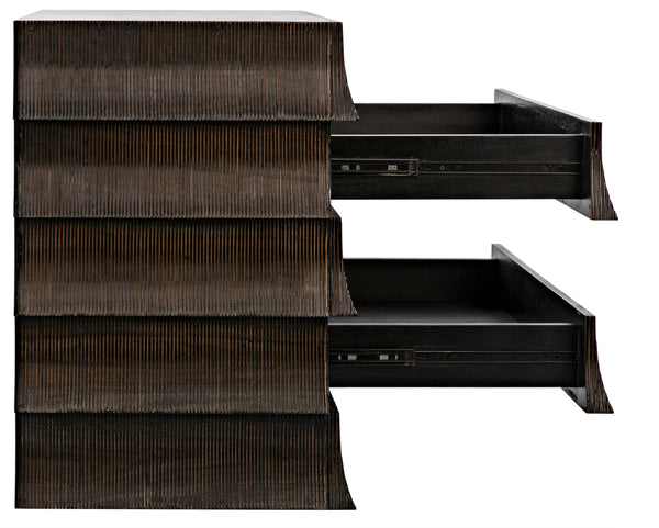 Ava Mahogany Veneer Dresser with Ribbed Drawer Fronts for Modern Bedroom Storage