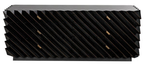 Noir Hikaru Dresser - Artisan-Crafted Six-Drawer Storage with Dynamic Texture and Polished Brass Pulls Hand Rubbed Black GDRE247HB