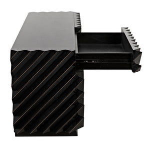 Noir Hikaru Dresser - Artisan-Crafted Six-Drawer Storage with Dynamic Texture and Polished Brass Pulls Hand Rubbed Black GDRE247HB