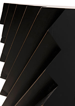 Noir Hikaru Dresser - Artisan-Crafted Six-Drawer Storage with Dynamic Texture and Polished Brass Pulls Hand Rubbed Black GDRE247HB