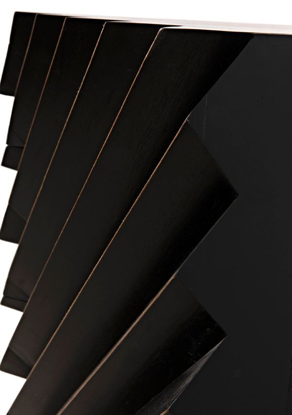 Noir Hikaru Dresser - Artisan-Crafted Six-Drawer Storage with Dynamic Texture and Polished Brass Pulls Hand Rubbed Black GDRE247HB