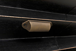 Noir Hikaru Dresser - Artisan-Crafted Six-Drawer Storage with Dynamic Texture and Polished Brass Pulls Hand Rubbed Black GDRE247HB