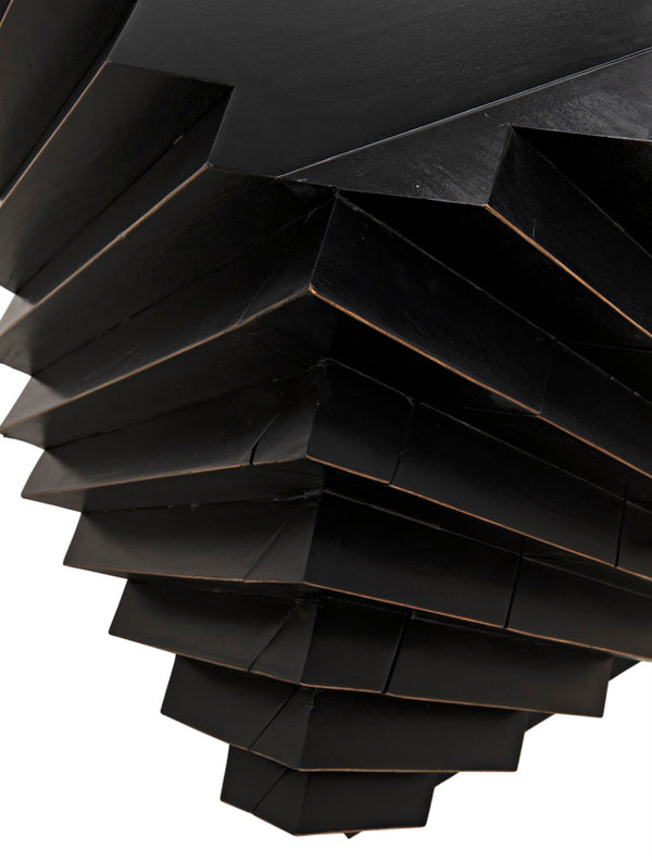 Noir Hikaru Dresser - Artisan-Crafted Six-Drawer Storage with Dynamic Texture and Polished Brass Pulls Hand Rubbed Black GDRE247HB