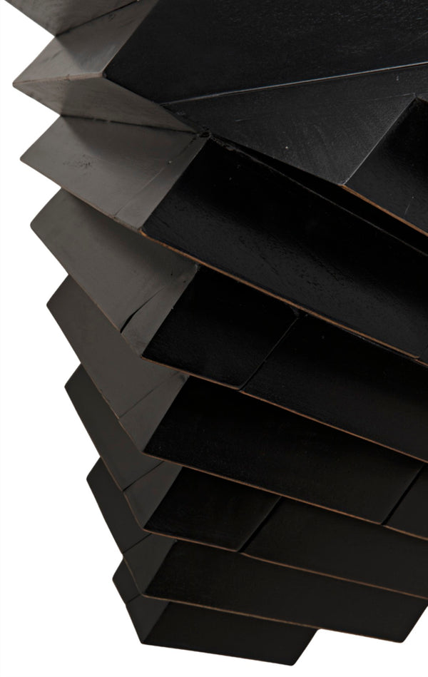 Noir Hikaru Dresser - Artisan-Crafted Six-Drawer Storage with Dynamic Texture and Polished Brass Pulls Hand Rubbed Black GDRE247HB