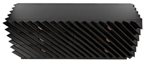 Noir Hikaru Dresser - Artisan-Crafted Six-Drawer Storage with Dynamic Texture and Polished Brass Pulls Hand Rubbed Black GDRE247HB