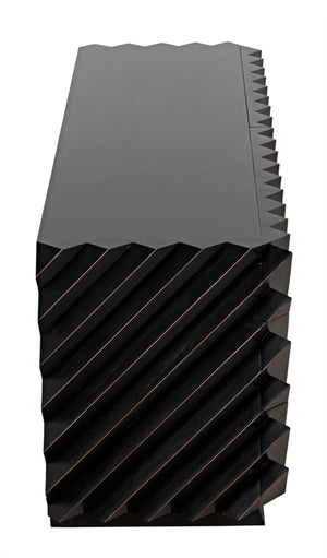 Noir Hikaru Dresser - Artisan-Crafted Six-Drawer Storage with Dynamic Texture and Polished Brass Pulls Hand Rubbed Black GDRE247HB