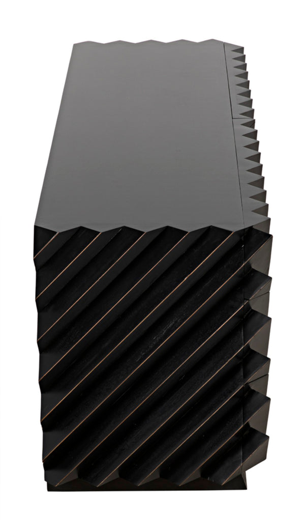 Noir Hikaru Dresser - Artisan-Crafted Six-Drawer Storage with Dynamic Texture and Polished Brass Pulls Hand Rubbed Black GDRE247HB