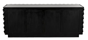 Noir Hikaru Dresser - Artisan-Crafted Six-Drawer Storage with Dynamic Texture and Polished Brass Pulls Hand Rubbed Black GDRE247HB