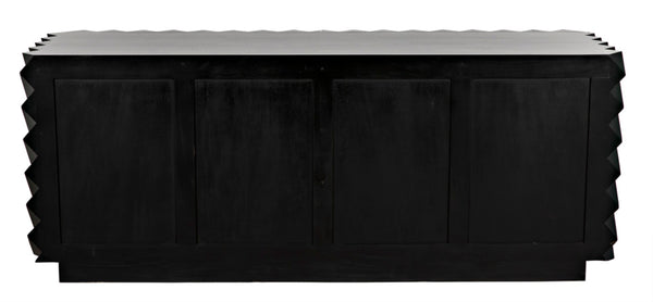 Noir Hikaru Dresser - Artisan-Crafted Six-Drawer Storage with Dynamic Texture and Polished Brass Pulls Hand Rubbed Black GDRE247HB