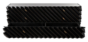 Noir Hikaru Dresser - Artisan-Crafted Six-Drawer Storage with Dynamic Texture and Polished Brass Pulls Hand Rubbed Black GDRE247HB