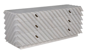 Noir Hikaru Dresser - Artisan-Crafted Six-Drawer Storage with Dynamic Texture and Polished Brass Pulls White Wash GDRE247WH