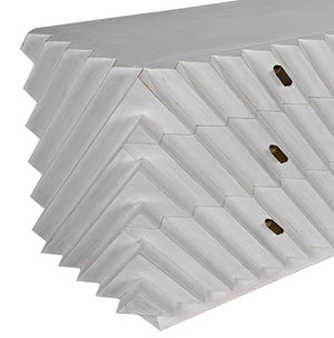 Noir Hikaru Dresser - Artisan-Crafted Six-Drawer Storage with Dynamic Texture and Polished Brass Pulls White Wash GDRE247WH