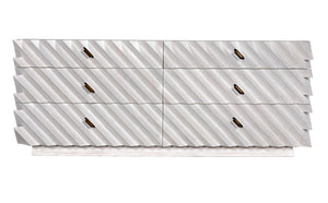 Noir Hikaru Dresser - Artisan-Crafted Six-Drawer Storage with Dynamic Texture and Polished Brass Pulls White Wash GDRE247WH