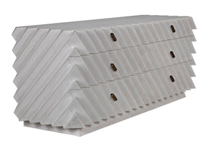 Noir Hikaru Dresser - Artisan-Crafted Six-Drawer Storage with Dynamic Texture and Polished Brass Pulls White Wash GDRE247WH