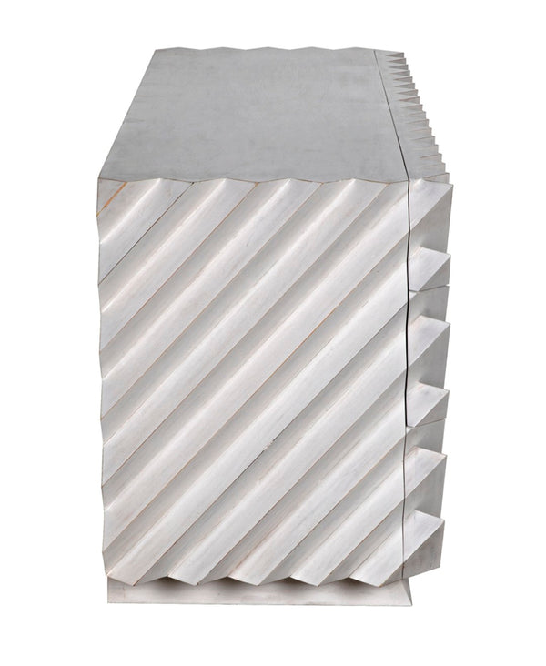 Noir Hikaru Dresser - Artisan-Crafted Six-Drawer Storage with Dynamic Texture and Polished Brass Pulls White Wash GDRE247WH