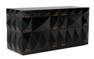 Noir Allegra Dresser: Artisan Hand-Rubbed Black Finish with Brass Accents & Six Spacious Drawers for Style GDRE248HB