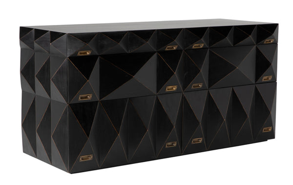 Noir Allegra Dresser: Artisan Hand-Rubbed Black Finish with Brass Accents & Six Spacious Drawers for Style GDRE248HB