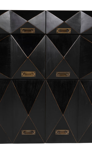 Noir Allegra Dresser: Artisan Hand-Rubbed Black Finish with Brass Accents & Six Spacious Drawers for Style GDRE248HB