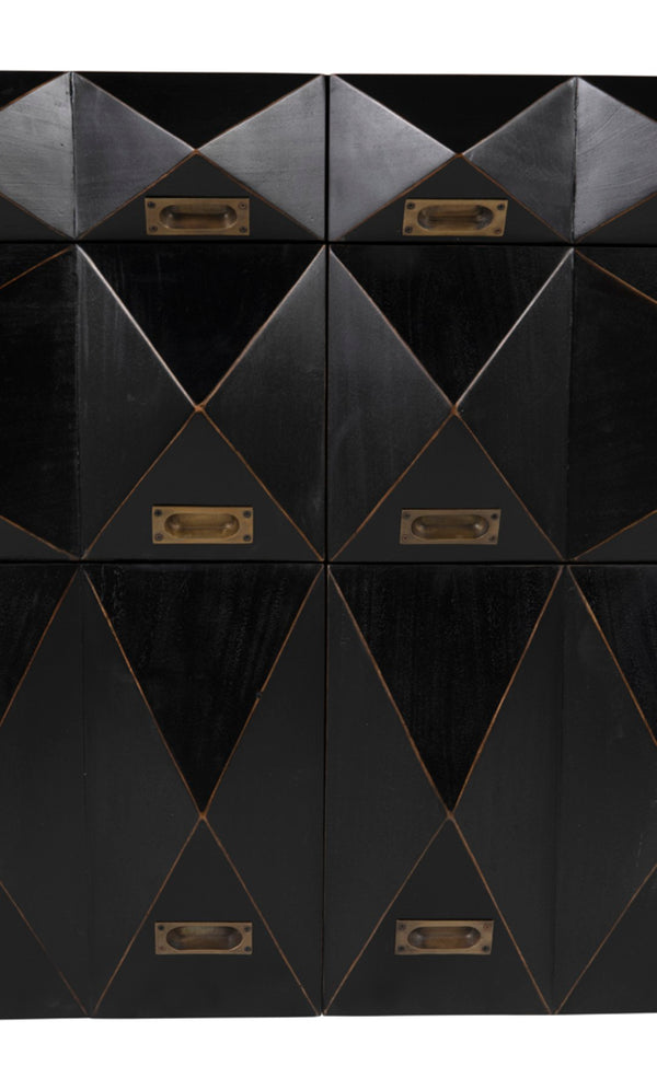 Noir Allegra Dresser: Artisan Hand-Rubbed Black Finish with Brass Accents & Six Spacious Drawers for Style GDRE248HB