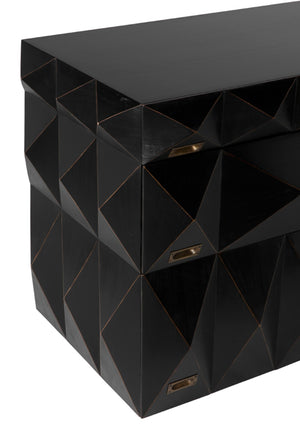 Noir Allegra Dresser: Artisan Hand-Rubbed Black Finish with Brass Accents & Six Spacious Drawers for Style GDRE248HB
