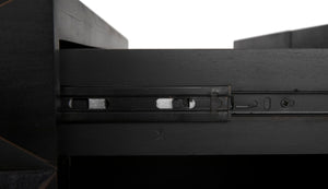 Noir Allegra Dresser: Artisan Hand-Rubbed Black Finish with Brass Accents & Six Spacious Drawers for Style GDRE248HB