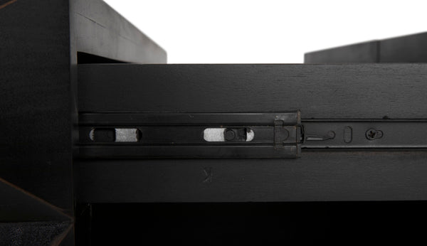 Noir Allegra Dresser: Artisan Hand-Rubbed Black Finish with Brass Accents & Six Spacious Drawers for Style GDRE248HB