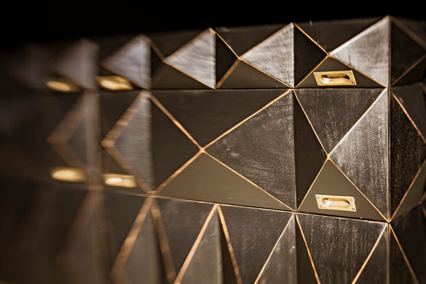 Noir Allegra Dresser: Artisan Hand-Rubbed Black Finish with Brass Accents & Six Spacious Drawers for Style GDRE248HB