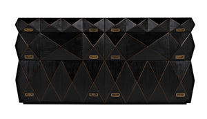 Noir Allegra Dresser: Artisan Hand-Rubbed Black Finish with Brass Accents & Six Spacious Drawers for Style GDRE248HB