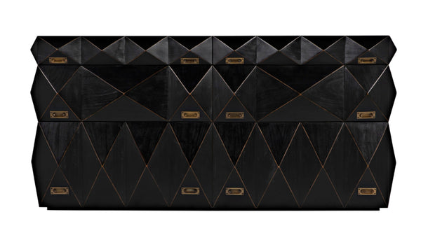 Noir Allegra Dresser: Artisan Hand-Rubbed Black Finish with Brass Accents & Six Spacious Drawers for Style GDRE248HB