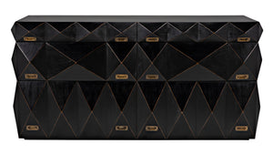 Noir Allegra Dresser: Artisan Hand-Rubbed Black Finish with Brass Accents & Six Spacious Drawers for Style GDRE248HB