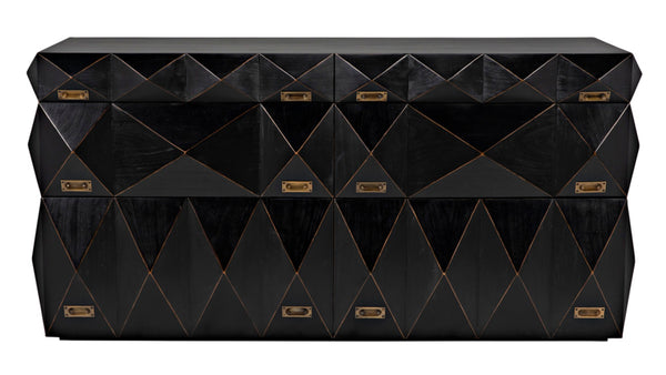 Noir Allegra Dresser: Artisan Hand-Rubbed Black Finish with Brass Accents & Six Spacious Drawers for Style GDRE248HB