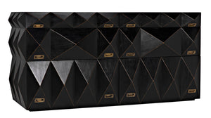 Noir Allegra Dresser: Artisan Hand-Rubbed Black Finish with Brass Accents & Six Spacious Drawers for Style GDRE248HB