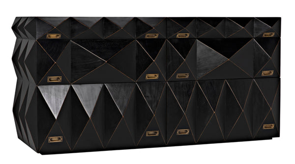 Noir Allegra Dresser: Artisan Hand-Rubbed Black Finish with Brass Accents & Six Spacious Drawers for Style GDRE248HB