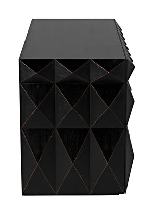 Noir Allegra Dresser: Artisan Hand-Rubbed Black Finish with Brass Accents & Six Spacious Drawers for Style GDRE248HB