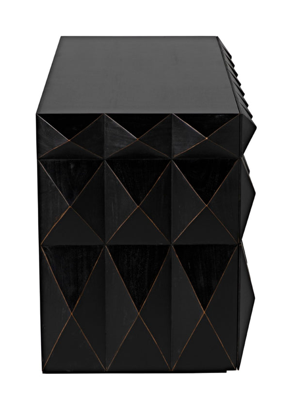 Noir Allegra Dresser: Artisan Hand-Rubbed Black Finish with Brass Accents & Six Spacious Drawers for Style GDRE248HB