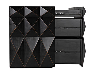 Noir Allegra Dresser: Artisan Hand-Rubbed Black Finish with Brass Accents & Six Spacious Drawers for Style GDRE248HB