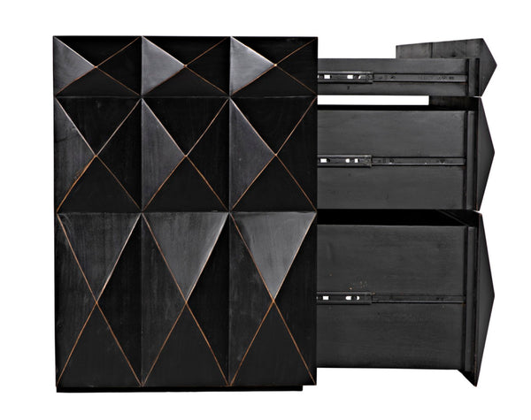 Noir Allegra Dresser: Artisan Hand-Rubbed Black Finish with Brass Accents & Six Spacious Drawers for Style GDRE248HB