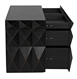 Noir Allegra Dresser: Artisan Hand-Rubbed Black Finish with Brass Accents & Six Spacious Drawers for Style GDRE248HB