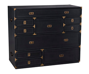 Noir Charles Chest, Pale Mahogany Storage - Elegant Dresser with Brass Hardware & Timeless Design GDRE249P